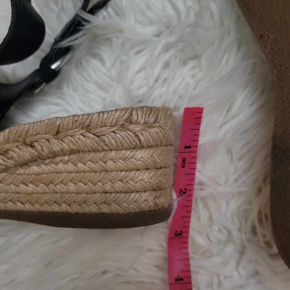 Rag and Bone Calla Wedge Espadrille - black suede Leather Platform Sandal 36.5 - Picture 10 of 11